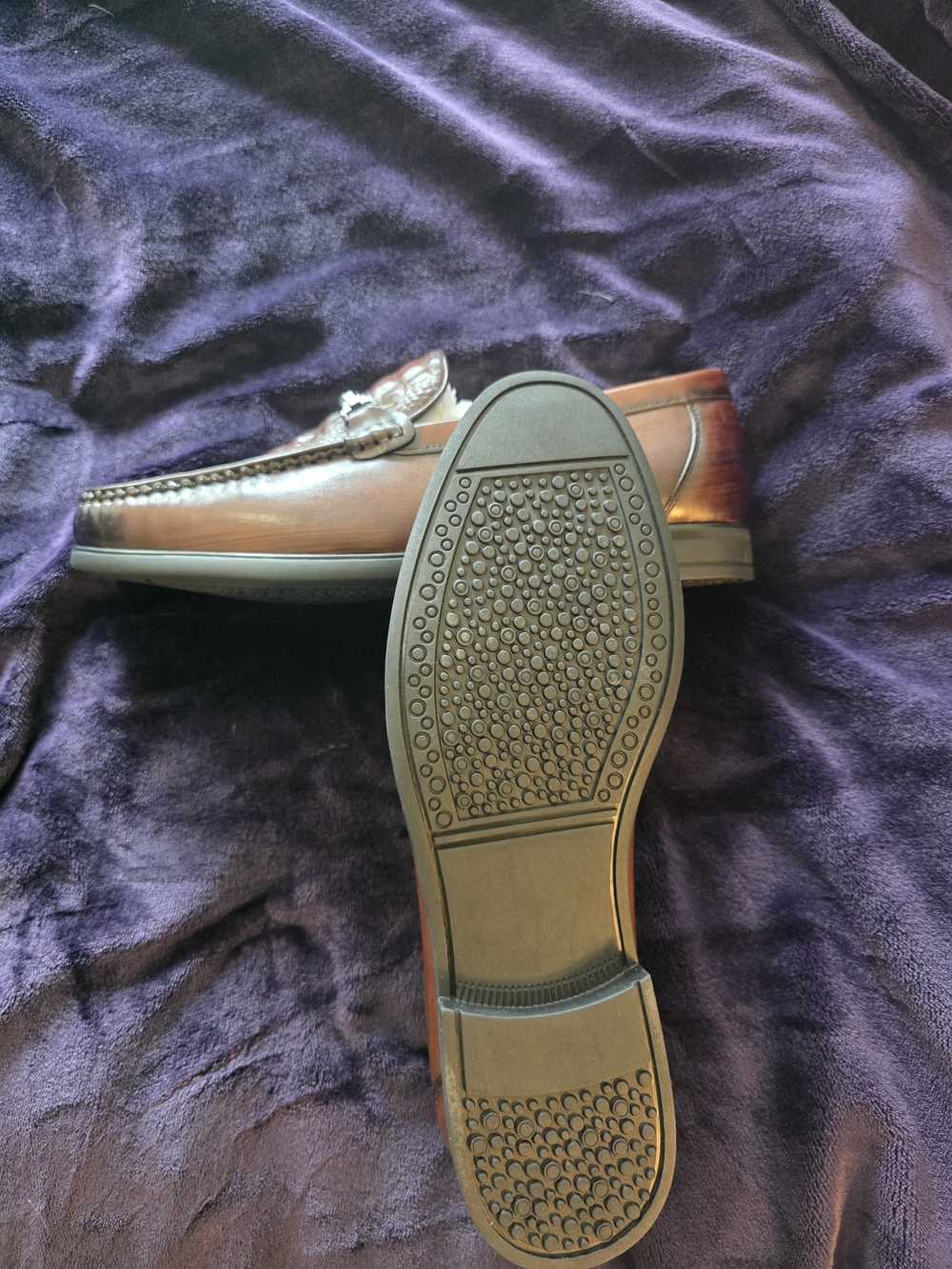 Men's Cognac Croc-Embossed Leather Bit Loafers Size 11 - Picture 3 of 3